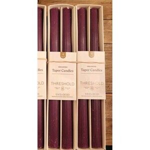 New 2 Boxes Of Threshold 10" Purple Ribbed Unscented 4 Pack Taper Candle Set